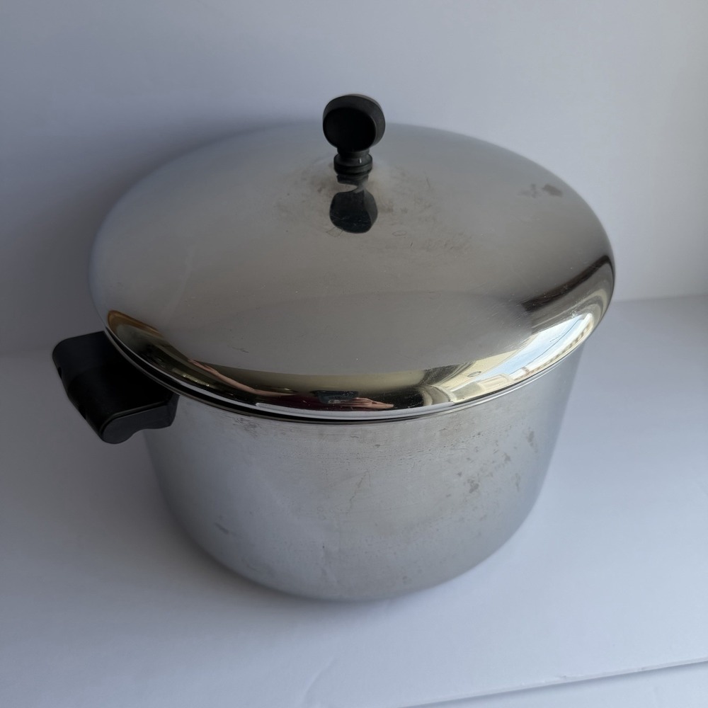 Vintage‎ Farberware 8 Qt Stock Pot with Lid Stainless Steel Aluminum Clad